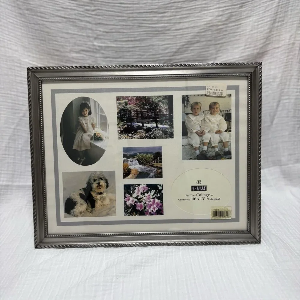 Vintage 1997 Burnes of Boston Silver Memories Photo Collage Frame 10 X 13